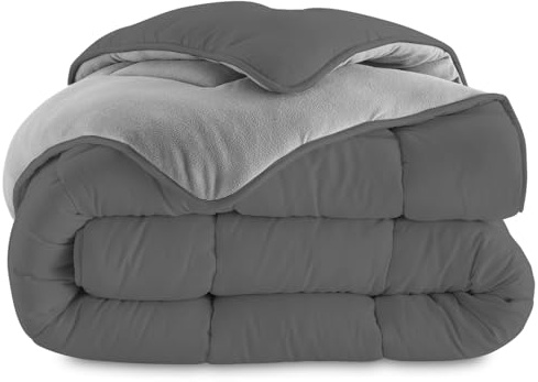 IDMarket - Couette 140x200 CM Zoe Polaire biface Gris Clair et Gris 400 GR