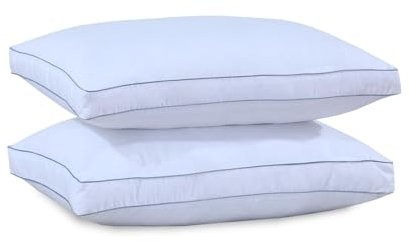 Premium Egyptian Cotton Box Pillows 2 Pack – Luxury White Hotel Quality Firm Bed Pillows for Side Sleepers, Hypoallergenic Down Alternative Filling, Breathable Support for Back and Neck