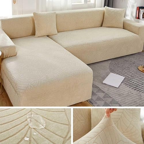 MTHGH Sofa Covers Stretch Corner Velvet Garden Fitted Recliner Sofa Cover L Shape 1/2/3/4 Seater Waterproof Corner Sofa Cover L Shaped Sofa Protector,F-185-230cm