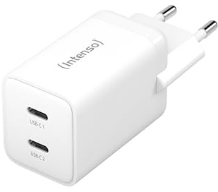 Intenso Power Adapter W40CC GaN, USB-C Netzteil mit 2 USB-C Anschlüssen, 40 Watt und GaN-Technologie für Smartphone, Laptop und mehr, weiß