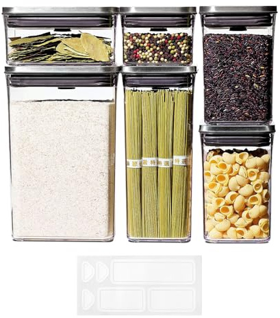 OXO Steel POP Food Storage Container 6-Piece Set with Labels, Grey