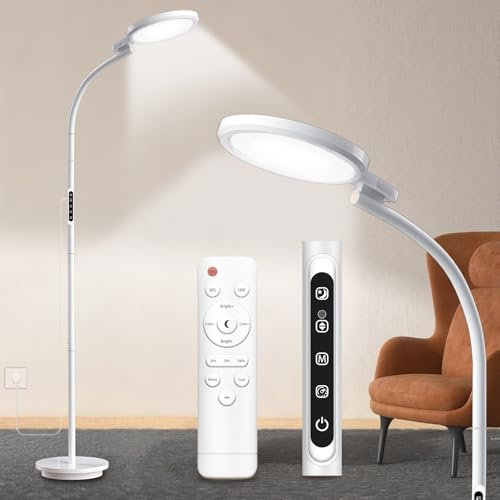 Round Floor SAD Lamp, 10000 Lux UV-Free Sad Light Lamp with 5 Colors Temperature & 5 Brightness, Sunlight Lamp for Working/Resting/Lift Mood [Energy Class F]