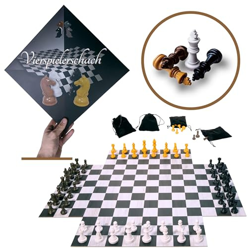 Vierspielerschach – Limitierte Erstauflage: Das revolutionäre Brettspiel für bis zu 4 Spieler, Holzoptik-Spielplan, nach originalen Schach-Regeln