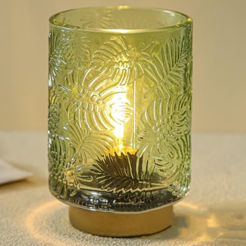 OKSANO Tischlampe kabellos, Tischlampe Glas,Modisch und vielseitig, Dekoration Lampe Batteriebetrieben, Wohnzimmer Table Lamp, Schlafzimmer Nachttisch Lampe, Deko Lampe