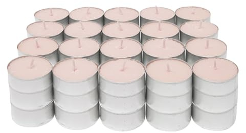COM-FORT HOUSE | Velas de te Perfumadas | Pack velas de 60 Unidades | Velas de Té Calientaplatos | Tealight | 4,5 Horas de Duración | Olor Fresas Nata