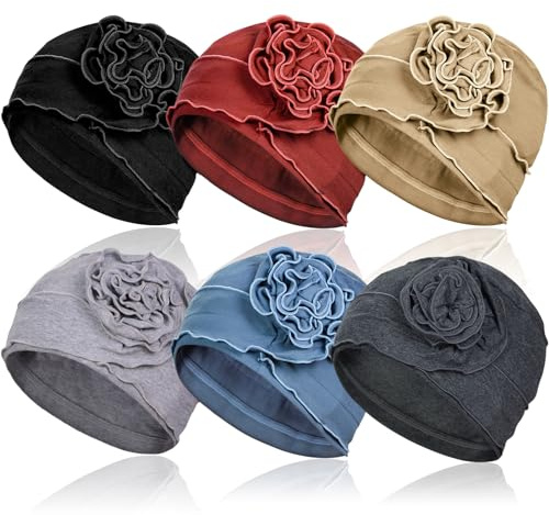 AIPESL 6 Pieces Cotton Chemo Turban Headwear, Soft Cancer Headwear Elastic Chemo Hats for Women with Hair Loss