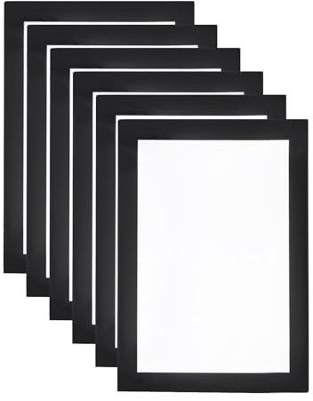 QUARKZMAN 6 Stück A5 Magnetrahmen, Info-Rahmen Selbstklebend Aufklappbarer Magnetrahmen mit Magnetverschluss, Bilderrahmen für Dokumente, Poster, Hinweise,Schwarz (20.5 x 15cm)