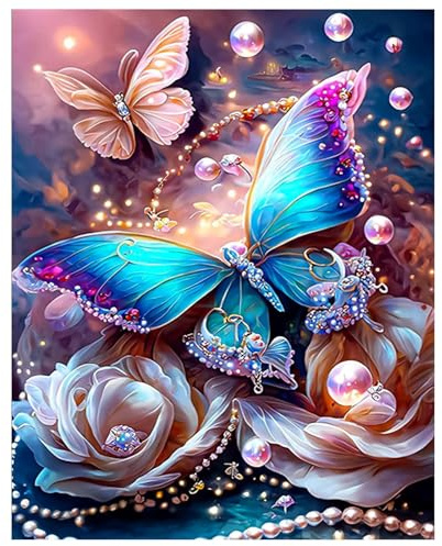 Daisen Art Peinture Numero Adulte, DIY Peinture Par Numero Adulte, Peinture Acrylique pour Adultes Enfants débutants Facile sur Toile Peinture Numero avec peintures et pinceaux, Papillon 40×50 cm