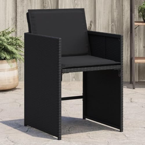 Xichuzi Gartenstühle mit Kissen 4 STK. Schwarz Poly Rattan, Gartenmöbel, Terrassenstühle, Balkon Stühle, Balkonstuhl, Garten Stühle Für Draussen - 4007456