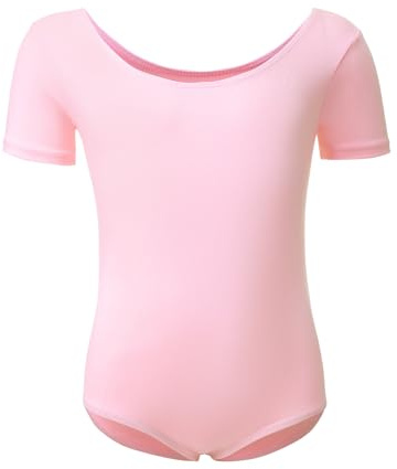 Kefiyis Ballettkleidung Mädchen Ballett Trikot Kinder Ballettanzug Kurzarm Ballett Body Tanzbody Baumwolle Turnanzug Gymnastikanzug für Mädchen Damen Gr.100-170