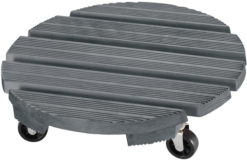 Dörner + Helmer Pflanzenroller Mammut, Rund, 38cm Durchmesser, 100kg Tragkraft, Rutschhemmend, für Outdoor, Grau