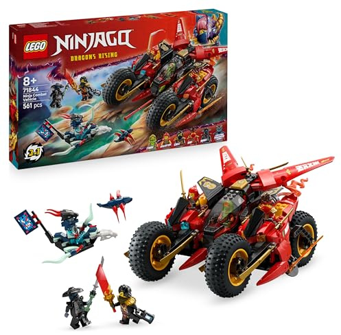 LEGO NINJAGO Ninja-Actionflitzer - 3-in-1-Spielzeug mit 2 Ninja-Bikes, 1 Jet und 6 Minifiguren, einschließlich Kai und Frak - Aufstieg der Drachen Geschenk für Jungen ab 8 Jahren - 71844