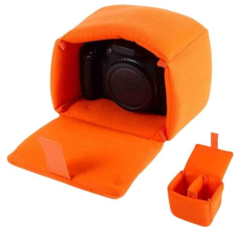 Culnflun Camera Bag, DSLR SLR Camera case Velvet Shockproof Padded Compartment Protective Camera Bag, Photo Accessory (Orange)