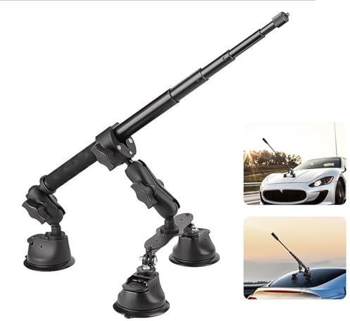 RATSTONE Juego De Soporte para Coche con Triple Ventosa,con Alargador/Selfie Stick 2 En 1 De 112 Cm,Adecuado para Insta360,Soporte De Triple Ventosa para Parabrisas y Ventanillas De Coche