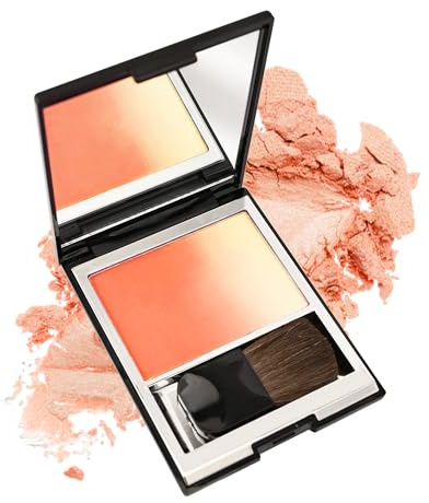 Blush Poudre, Paillette Multifunction Orange Doux Fard Joue, Longue Tenue Palette Maquillage, Poudre Texture Veloutée, Imperméable Résistant Transpiration, High Pigmenté, Cadeaux Maquillage Femmes-06