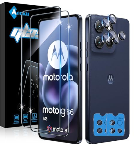 Aerku Pellicola Vetro Temperato per Motorola Moto G86 /G86 Power 5G, [2+2 Pezzi] 9H HD Vetro Protezione Schermo Protettiva, Vetrino Temperato Anti Graffi Pellicola Fotocamera