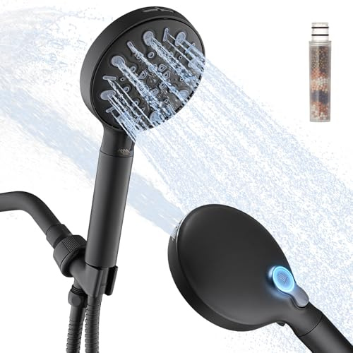 ANNWA Filtered Shower Head with Handheld, 8 Spray Mode High Pressure Showerhead with Filters, Detachable shower head, Water Softener Filters for Hard Water, Remove Chlorine(N8HS702MB-NA)