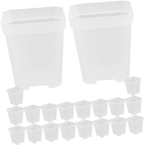 Mipcase 20 Piezas Macetas de Plástico Transparente Plantas de Macetas Cuadradas de Reutilizables y Suculentas y Plántulas