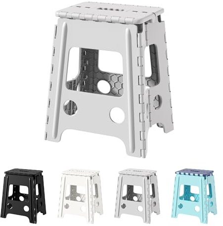 Cetomo 40cm Tritthocker Klappbar Kunststoff, Klappbare Küchenhocker für Erwachsene, Belastbarer Klapptritt, Tragbare Hocker für Schlafzimmer, Grau, 1er Pack