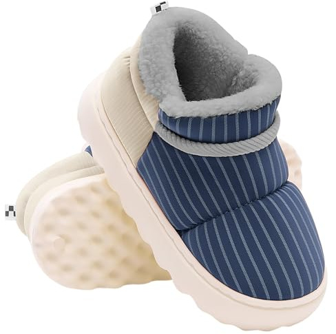 Voqeen Zapatillas Mujeres Hombres Impermeable Grueso Acogedor Esponjoso Unisex Casa Pantuflas Antideslizante Zapatillas Botas Para Interior Exterior