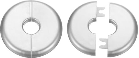 sourcing map 2pcs Wall Split Flange 17mm/0.7 Self-Adhesive Plumbing Cover Plates ABS Plastic Round Escutcheon Plate Buckle Design for Water Pipe Bathroom Kitchen Decoration, Silver Tone
