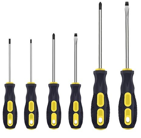 6-teiliges magnetisches Schraubendreher-Set, inklusive 3 Kreuzschlitzschraubendrehern und 3 Schlitzschraubendrehern, schraubenzieher set mit Softgrip, schraubendreher set klein