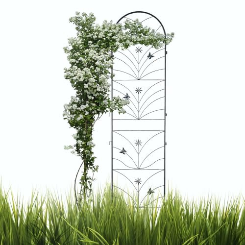 Pair of Metal Garden Trellis Panels 150 x 45cm Decorative Outdoor Support for Climbing Vegetables, Vines & Flowers Iron