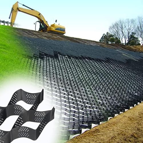 Caillebotis en plastique Grille de gravier épaisse for l'aménagement paysager, grilles d'allée géogrille HDPE, bloc de sol/stabilisateur de gravier, grille de sol géocellulaire pliable robuste Cailleb