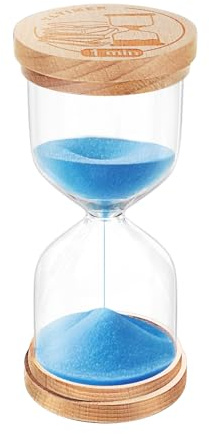1 Minute Sand Timer, Wooden Sand Clock for Kids, Wood Hourglass, Small Sandglass 1 Min for Classroom, Game, Decorative, Toothbrush (Blue)
