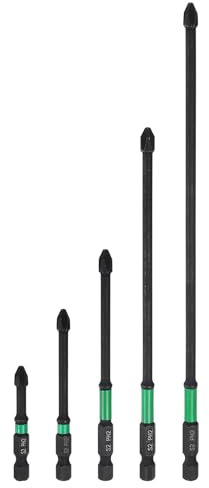 sourcing map 5pcs #2 Impact Phillips Screwdriver Bit PH2 1/4 Hex Shank 2+3+4+6+8 Long 0.16 Rod Magnetic Cross Head Drill Bits S2 Steel Industrial Screw Driver for Impact Power Drivers