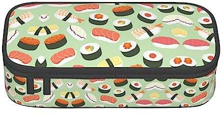NUYFVG Stilvolles Federmäppchen mit Sushi-Lebensmittel-Muster, Oxford-Stoff, geräumig und Design für organisierte Aufbewahrung