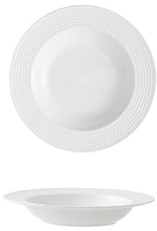 Assiette Assiette à chapeau de paille 8,75 pouces, plat en céramique blanche, conception artistique, pâtes privées, dessert, salade, soupe occidentale Vaisselle(10 in)