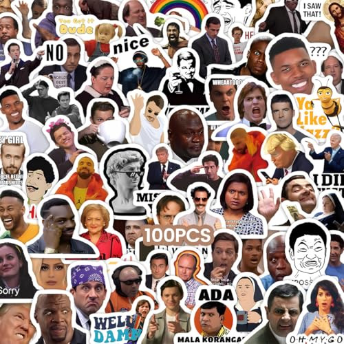 BCHMN 100 pezzi di adesivi divertenti, stickers Meme, adesivi Meme classici, graffiti in vinile per laptop, skateboard, auto, valigie, adolescenti e adulti (A)