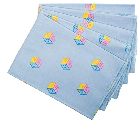 BABY-PLUS Molton Tuch 37x37cm,ABC-blau 5er Pack