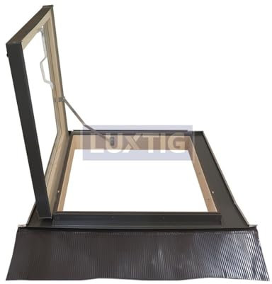 Lucernario per Tetto a Libro Finestra per Mansarda Skylight Laterale in Legno Alluminio Apertura Laterale per Uscita. Abbaino Certificato. Doppio Vetro per Isolamento Luxtig Dimensione Misura cm 45X80