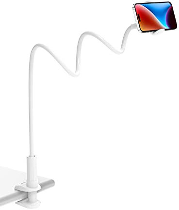 TRYONE RYONE Support téléphone avec col de Cygne de, Support de téléphone Pliable Rotation 360° Réglable pour iPhone Series/Samsung/Huawei/Google Pixel et Plus 76 cm de Longueur Totale