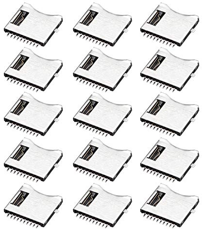 sourcing map Micro SD (TF) Memory Card Socket Connector 10 Pin No Push 15pcs