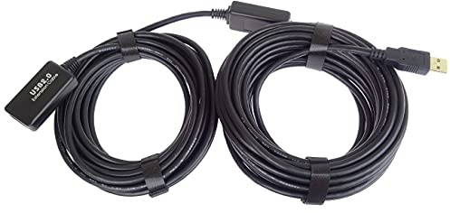 PremiumCord Aktives USB Verlängerungskabel mit Repeater 20m, USB-A Buchse auf USB-A Stecker, USB 2.0 High Speed Kabel, 2x Geschirmt, AWG20/28, Farbe schwarz, Länge 20m