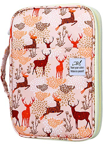 YOUSHARES 96 Schlitze Federmäppchen Mäppchen - Stifte Federmappe große Kapazität Stifthalter Federtasche für Prismacolor Aquarellstifte Gelstifte für Studenten, Künstler Federpenal, Weihnachtshirsch