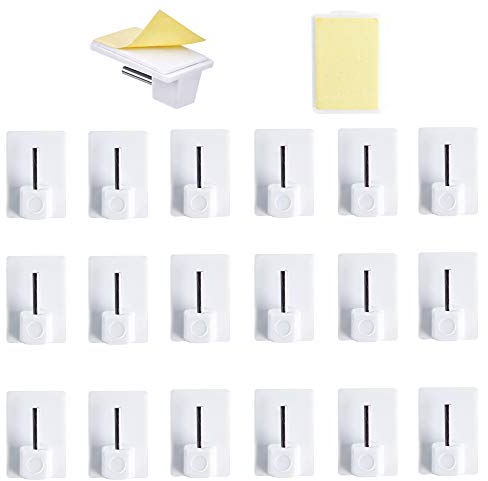 HO2NLE 20pz Ganci Adesivi per Tende Tendine Ganci per Tende Senza Bucare Autoadesiva Ganci Plastica Gancetti Plastici per Finestre PVC Tenda di Canna per Bagno Cucina Balcone Bianco