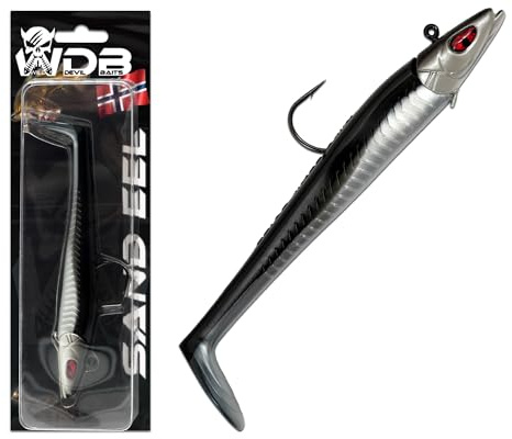Wild Devil Baits Sand EEL Sandaal Meeres Shad Gummifisch (Black Pearl, 90g)