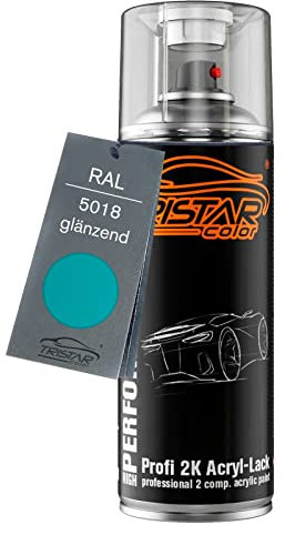TRISTARcolor RAL 5018 Türkisblau glänzend 2K Acryl Spraydose Sprühdose Spritzlack Sprühlack 400 ml schnelltrocknend