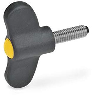 Flügelschraube mit Druckzapfen, Durchmesser 55mm, M8x20, gelb