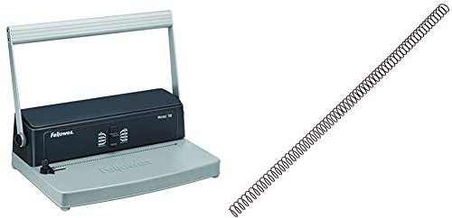 Fellowes Metal 50 - Encuadernadora manual de espiral metálico, uso ocasional + 5110301 - Pack de 100 espirales metálicas 10 mm, negras