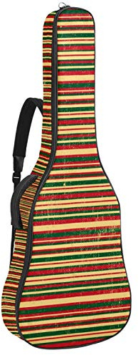 Gitarren-Gigbag, wasserdicht, Reißverschluss, weicher Gitarren-Rucksack, Bass, Akustik- und klassische Folk-E-Gitarrentasche, Grunge-Rot, Grün, Gelb gestreift, Weihnachten