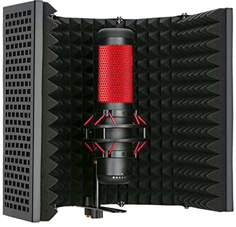 YOUSHARES Mikrofon-Isolationsschutz für HyperX QuadCast und jedes USB-Mikrofon-Aufnahmegerät, tragbarer Studio-Akustik-Schallschutz mit absorbierendem Schaumstoff geeignet