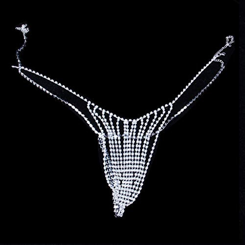 YO-HAPPY Sexy Bikini Strass Unterwäsche Bauchkette Kristall Tanga Körperkette Schmuck