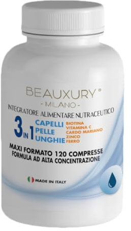 Integratore Capelli BIOTINA 900% 120 Compresse 1000mg Alto Dosaggio Made in Italy Formula Nutraceutica con Vitamina C Zinco Ferro Cardo Mariano NO Lattosio Glutine