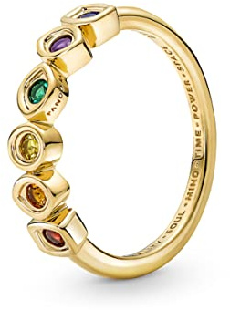PANDORA Marvel The Avengers Infinity Steine Ring aus der Marvel x Kollektion in 14 Karat Vergoldeter Metalllegierung mit Kristallen, Gr. 56, 160779C01-56