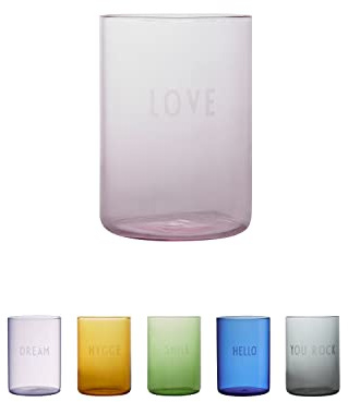 Design Letters Lieblings Trinkgläser | Perfekt als Wassergläser, Gin Gläser, Camping Gläser | Trinkgläser Bunt aus Borosilikat | Zahnputzbecher Glas Spülmaschinen & Mikrowellengeeignet 350 Ml